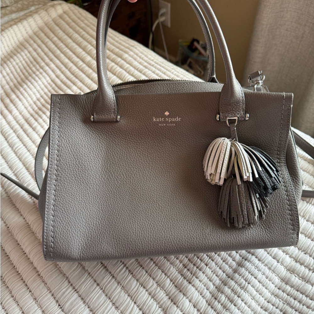 Kate Spade Gray Satchel with Tassel Charm